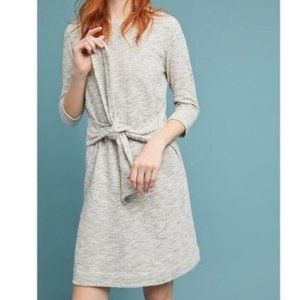 T. La Anthropologie Becky Tie-Waist Dress Gray